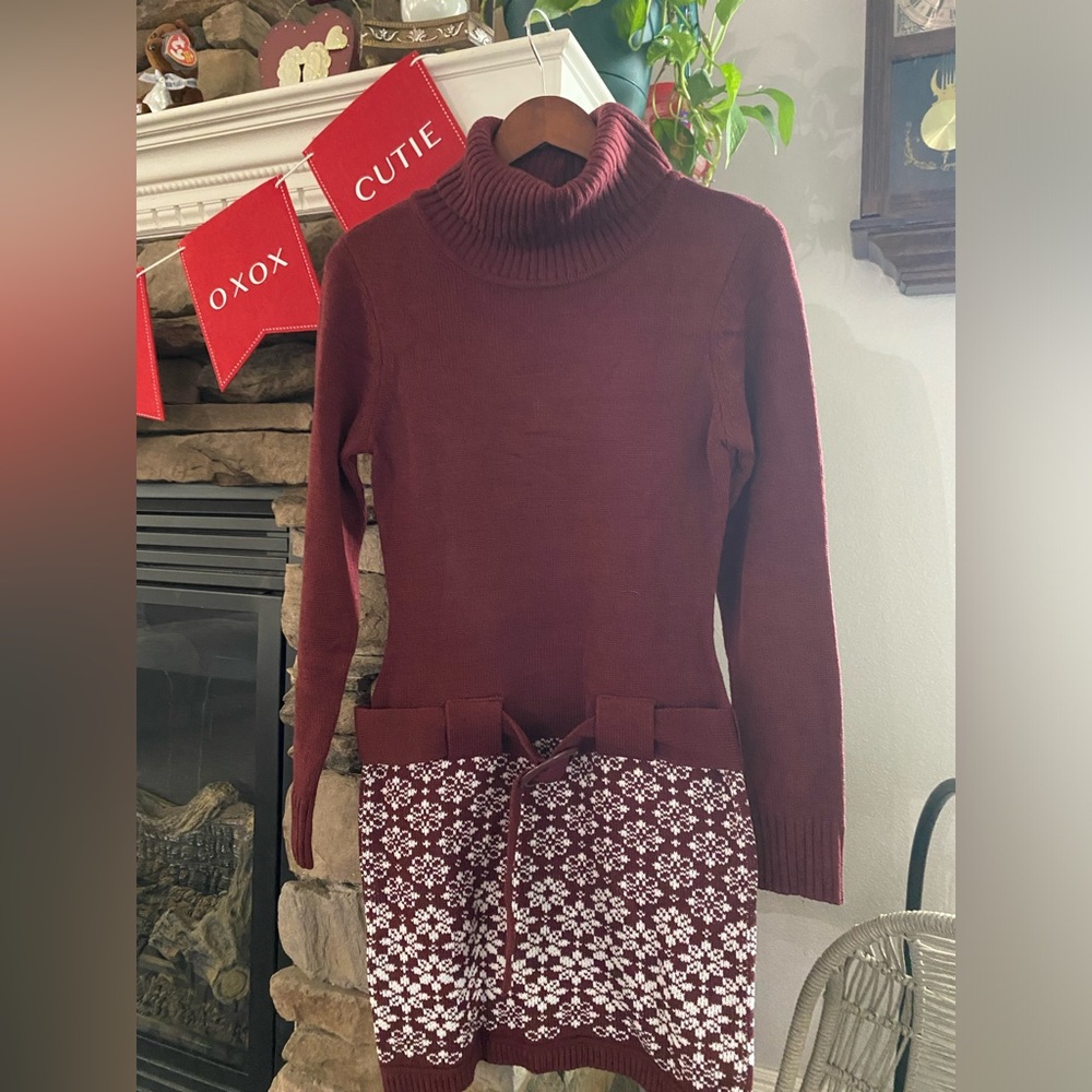 Juniors size M burgundy sweater dress